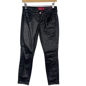 Lucky Brand Womens 25 Black Shiny Charlie Super Skinny Jeans Pants 29" Inseam